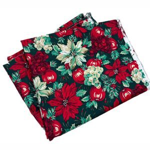 3 Yards Wamsutta Christmas Fabric Poinsettia Fruit Sewing Quilting Crafts Vtg